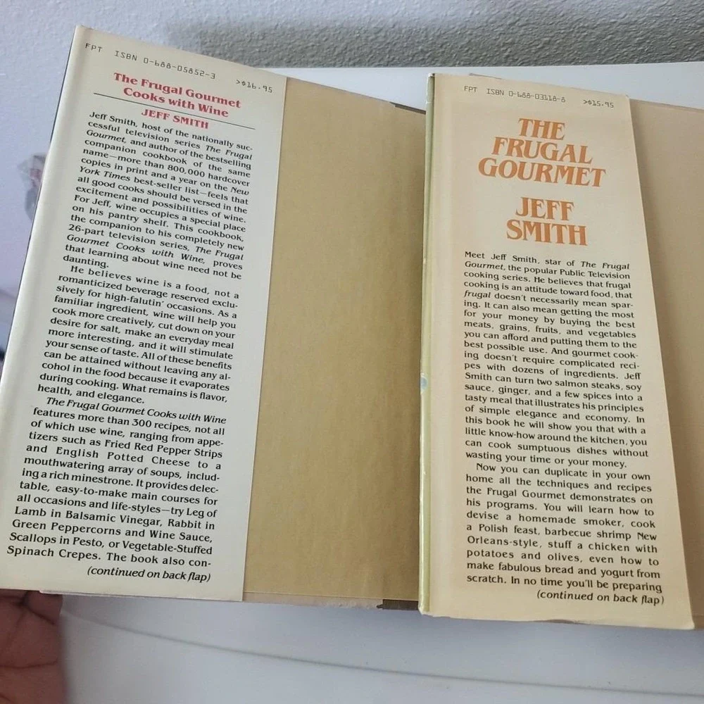 The Frugal Gourmet & Cooks with Wine Jeff Smith Cookbook Lot Hardcover 2 Books